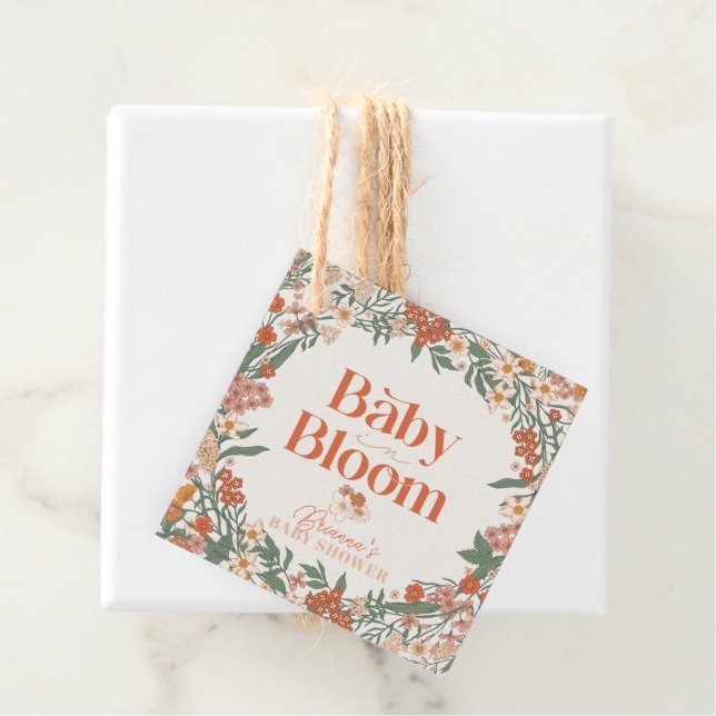 Baby ist in Bloom Boho Wildblume Baby Dusche Geschenkanhänger (Beispiel)