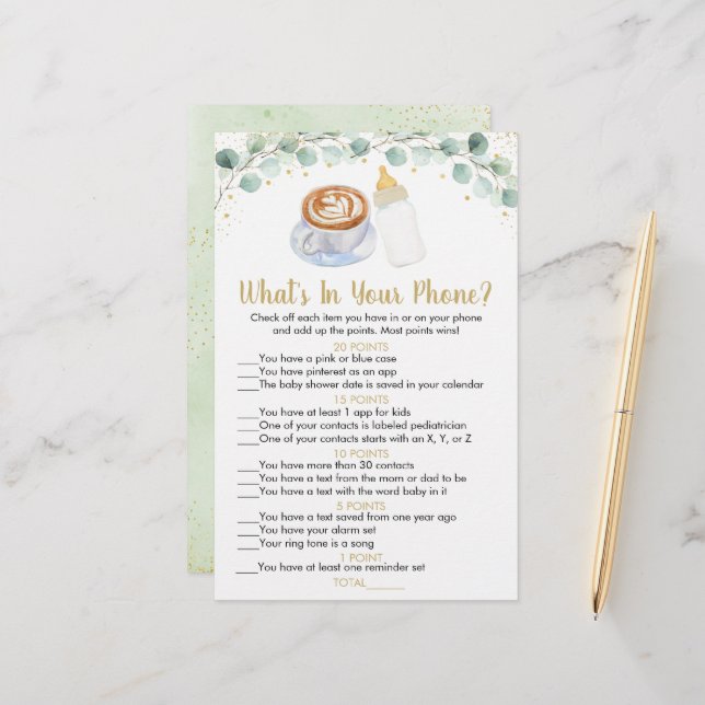 Baby ist Kaffee brauen, was in Ihrem Handyspiel is (Vorderseite/Rückseite Beispiel)