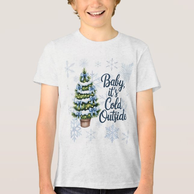 Baby, It’s Cold Outside Winter Baby Boy Shower Tri-Blend Shirt (Vorderseite)