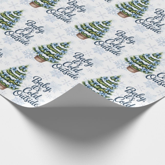 Baby, It’s Cold Outside Winter Boy Baby Shower Geschenkpapier (Ecke)