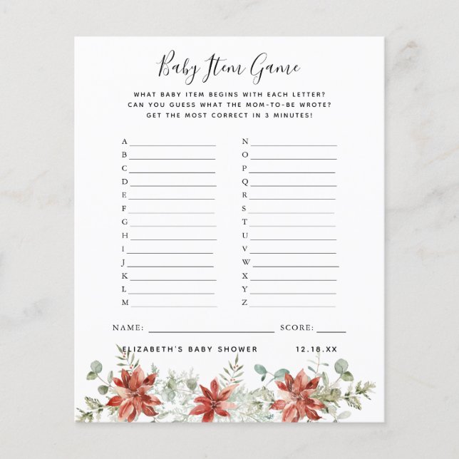 Baby Item Game | Baby Showspiel (Vorderseite)