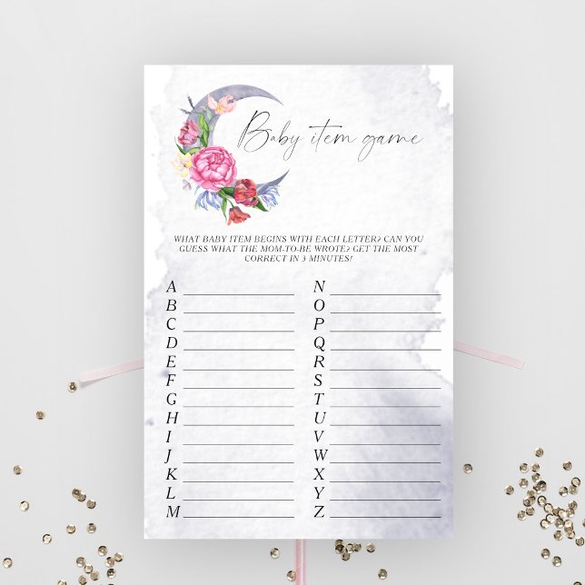 Baby Item Game. Über dem Mond Baby Shower Game (Von Creator hochgeladen)