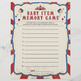 Baby Item Memory Game [Circus Theme] Briefbogen