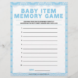 Baby Item Memory Game [Luxury Lace [blau] Briefbogen