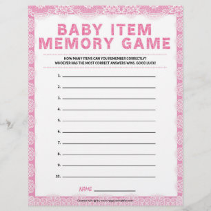 Baby Item Memory Game [Luxury Lace [Pink] Briefbogen