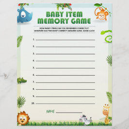 Baby Item Memory Game [Thema Tier] Briefbogen