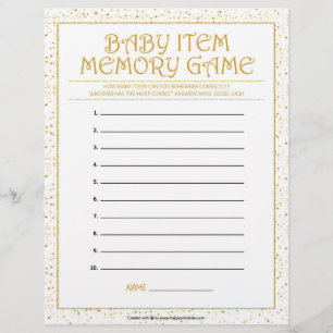 Baby-Item-Memory-Spiel [Goldene Glitzern] Briefbogen