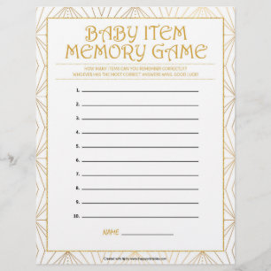 Baby-Item-Memory-Spiel [Goldene Linien] Briefbogen