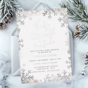 Baby It's Cold Blush Schneebaby-Party Folieneinladung