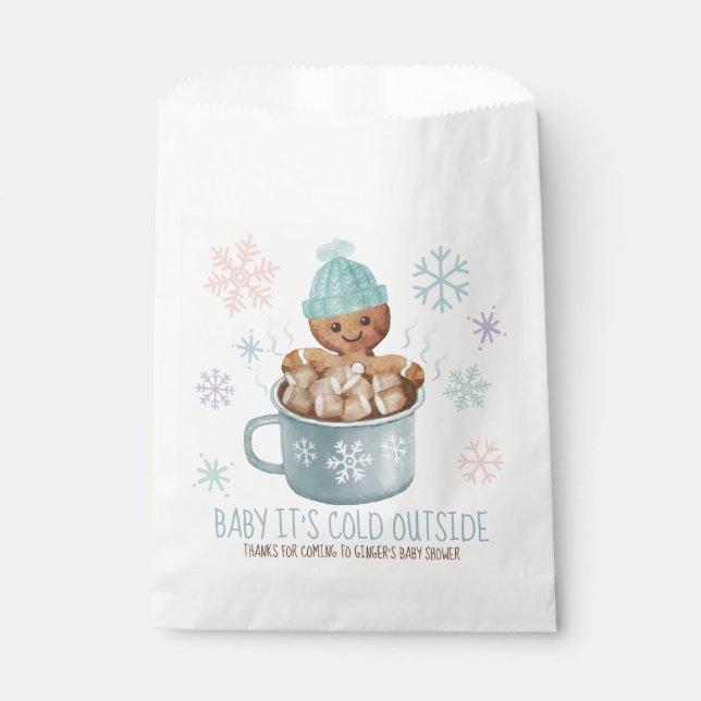 Baby It's Cold Cookie & Cocoa Boy Baby Shower Geschenktütchen (Vorderseite)
