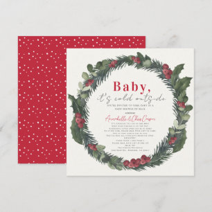 Baby It's Cold Holiday Wreath Baby Shower by Mail Einladung
