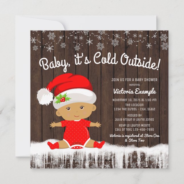 Baby its Cold Outdoor Boys Winter Baby Shower Einladung (Vorderseite)