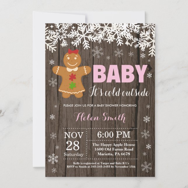 Baby its Cold Outdoor Gingerbread Man Baby Shower Einladung (Vorderseite)