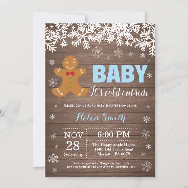 Baby its Cold Outdoor Gingerbread Man Baby Shower Einladung (Vorderseite)