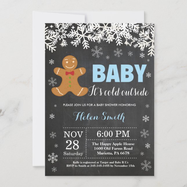 Baby its Cold Outdoor Gingerbread Man Baby Shower Einladung (Vorderseite)