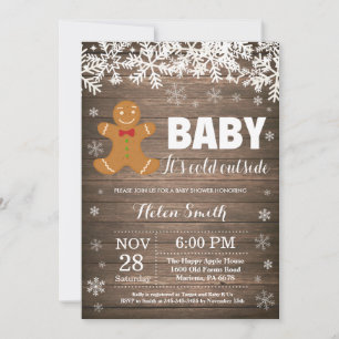 Baby its Cold Outdoor Gingerbread Man Baby Shower Einladung