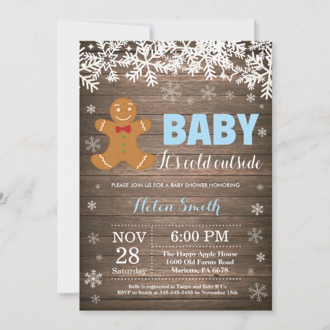 Baby its Cold Outdoor Gingerbread Man Baby Shower Einladung (Vorderseite)
