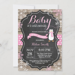 Baby its Cold Outdoor Pinguin Girl Baby Shower Einladung