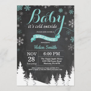Baby its Cold Outdoor Winter Aqua Baby Shower Einladung