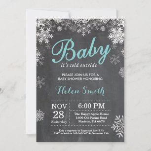 Baby its Cold Outdoor Winter Aqua Baby Shower Einladung
