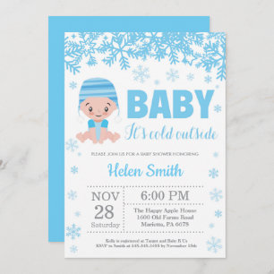 Baby its Cold Outdoor Winter Blue Boy Baby Shower Einladung