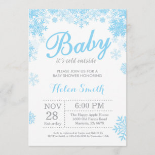 Baby its Cold Outdoor Winter Blue Boy Baby Shower Einladung