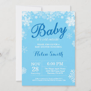 Baby its Cold Outdoor Winter Blue Boy Baby Shower Einladung