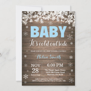 Baby its Cold Outdoor Winter Boy Baby Shower Einladung