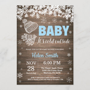Baby its Cold Outdoor Winter Boy Baby Shower Einladung
