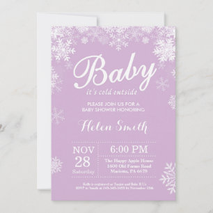 Baby its Cold Outdoor Winter Lila Baby Shower Einladung