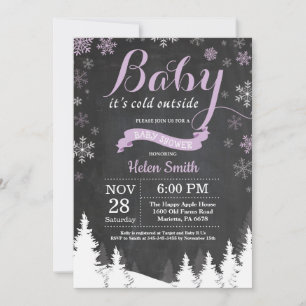 Baby its Cold Outdoor Winter Lila Baby Shower Einladung