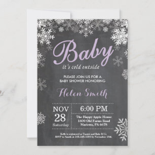 Baby its Cold Outdoor Winter Lila Baby Shower Einladung