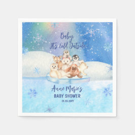 Baby It's Cold Outside Arctic Animals Baby Shower Serviette
