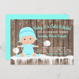 Baby its Cold Outside Baby Dusche Aquamarin Blue Einladung