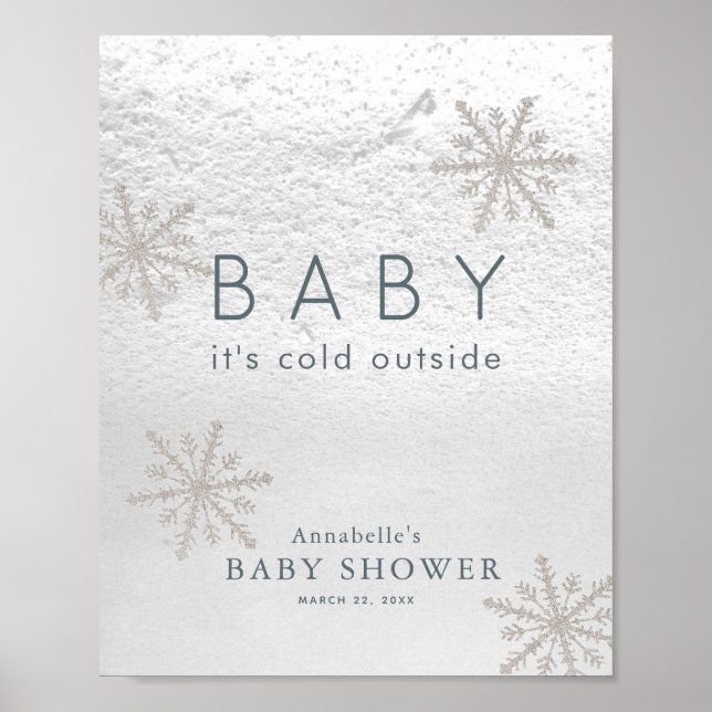 Baby It's Cold Outside Baby Dusche Begrüßungszeich Poster (Vorne)