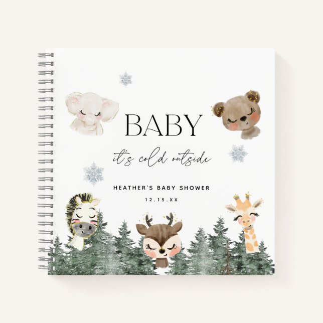 Baby It's Cold Outside Baby Shower Gästebuch Notizbuch (Vorderseite)