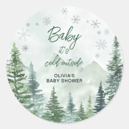 Baby it's Cold Outside Baby Shower Runder Aufkleber