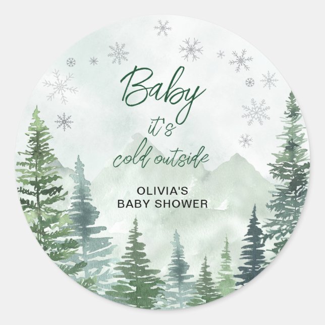 Baby it's Cold Outside Baby Shower Runder Aufkleber (Vorderseite)