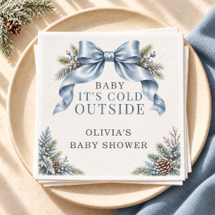 Baby It's Cold Outside Blaue Schleife Baby Shower Serviette
