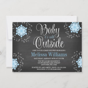 Baby It's Cold Outside Blaue Schneeflocken Baby-Pa Einladung