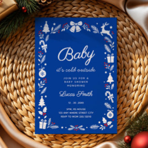 Baby It's Cold Outside blaue Winter-Baby-Party Einladung