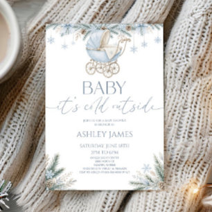 Baby It's Cold Outside Blaue Winter-Baby-Party Einladung