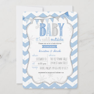 Baby It's Cold Outside Blue Baby Dusche laden Einladung
