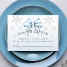 Baby It's Cold Outside Blue Bow Diaper Raffle