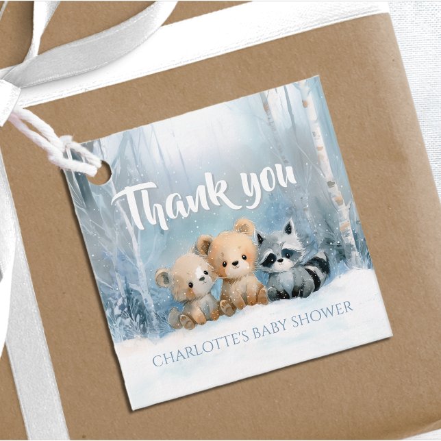 Baby it's cold outside Blue Forest Baby Shower Geschenkanhänger (Von Creator hochgeladen)