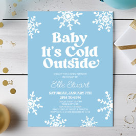 Baby It's Cold Outside Blue Snowflake Baby Shower Einladung