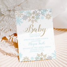 Baby It's Cold Outside Blue Snowflake Baby Shower