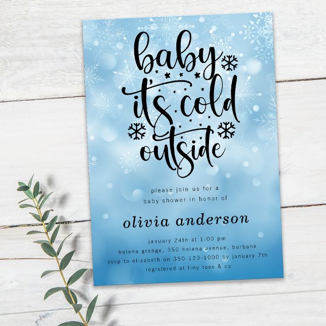 Baby It's Cold Outside Blue Snowflake Baby Shower Einladung (Von Creator hochgeladen)