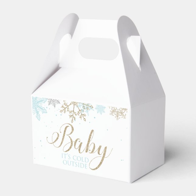 Baby It's Cold Outside Blue Snowflake Baby Shower Geschenkschachtel (Vorderseite)