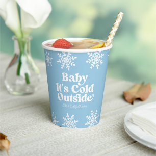 Baby It's Cold Outside Blue Snowflake Baby Shower Pappbecher